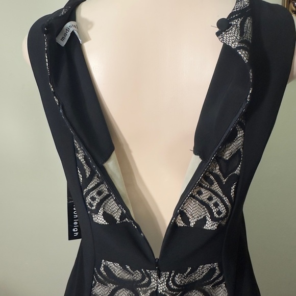 NWT Madison Leigh Black and Cream Lace Midi Dress - Picture 6 of 11
